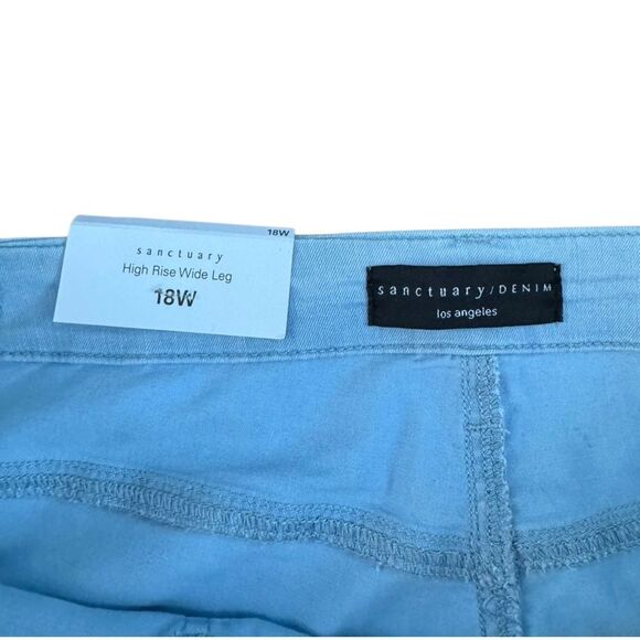 NWT Sanctuary Women's Vacation Crop High Rise Flare Leg Pants in Blue Size 18W - Picture 7 of 8